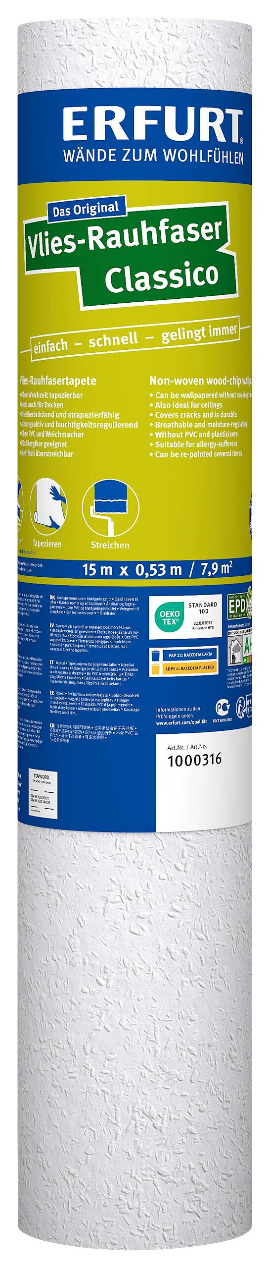 Erfurt Rauhfaser Classico B/L: ca. 53x1500 cm strukturiert