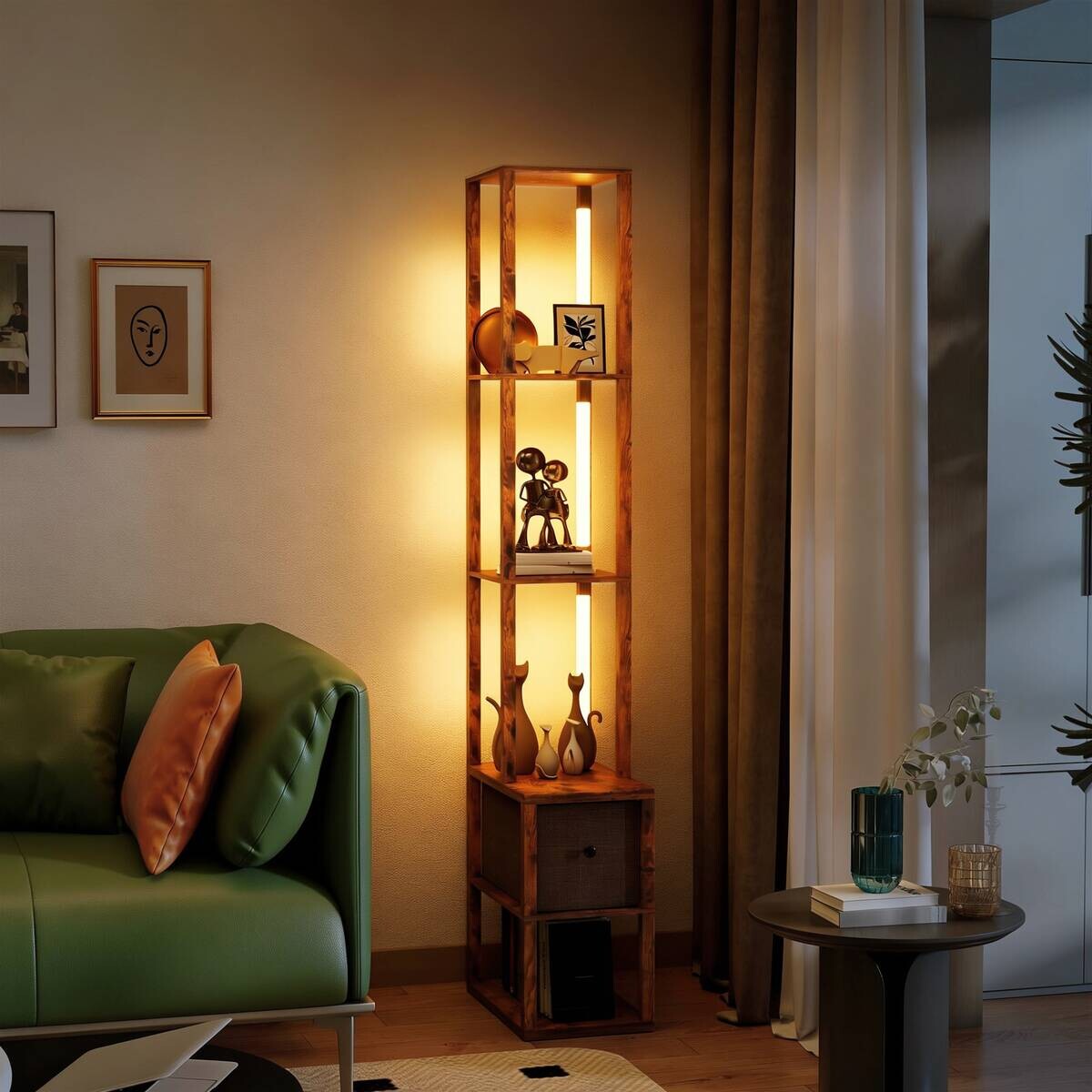 HOMCOM Stehleuchte braun MDF B/H/L: ca. 26,5x169x43,5 cm