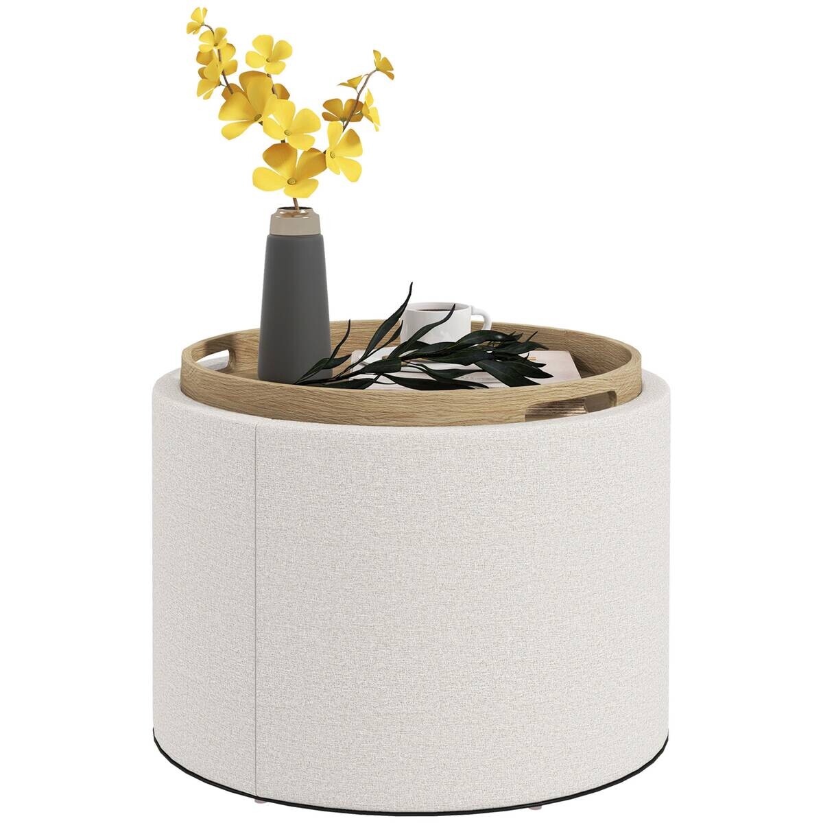 HOMCOM Hocker cremeweiß B/H/L: ca. 56x56x42 cm