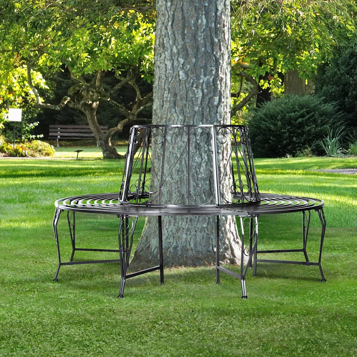 Outsunny Gartenbank silber Metall H/D: ca. 90x160 cm