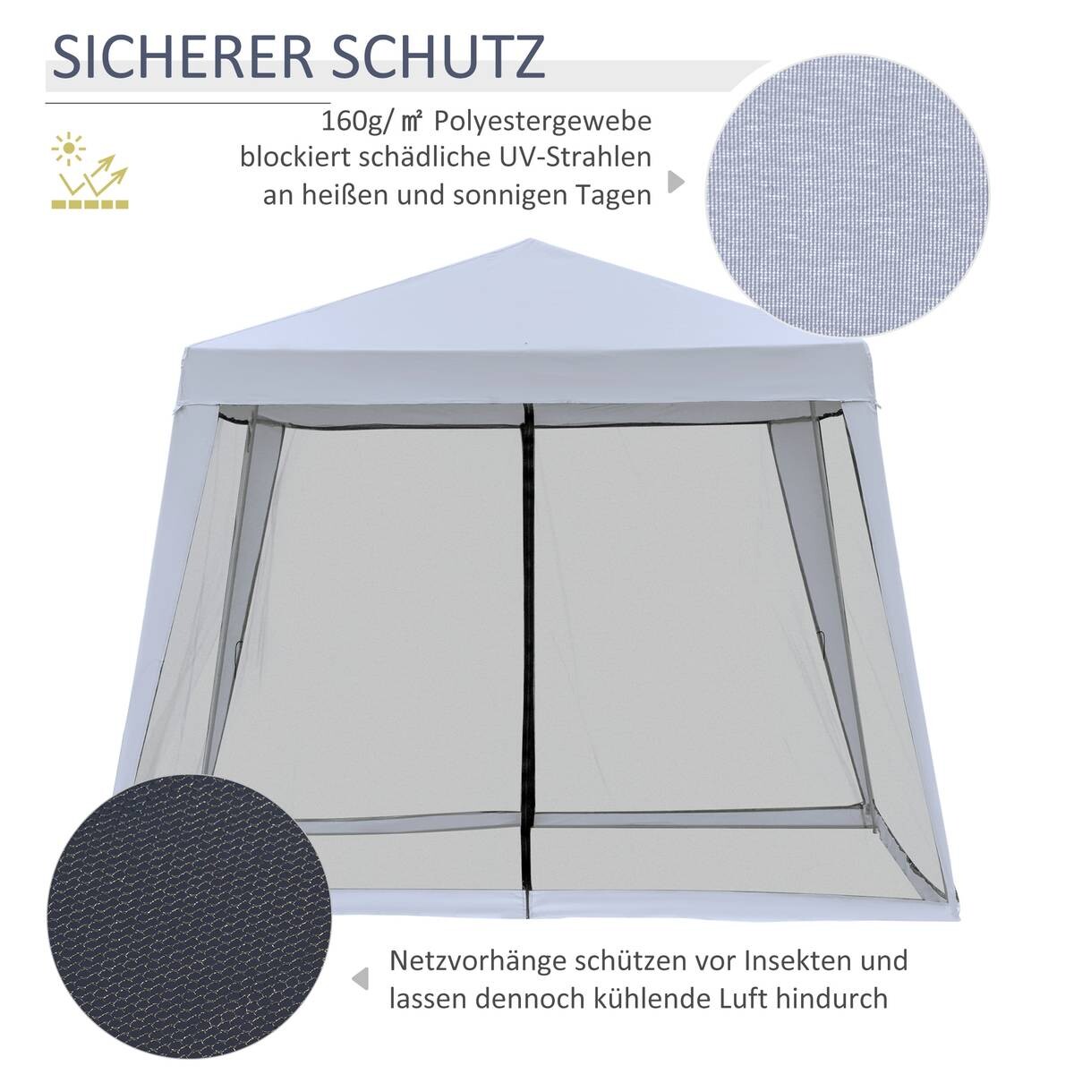 Outsunny Pavillon grau Stahl B/H/L: ca. 300x245x300 cm