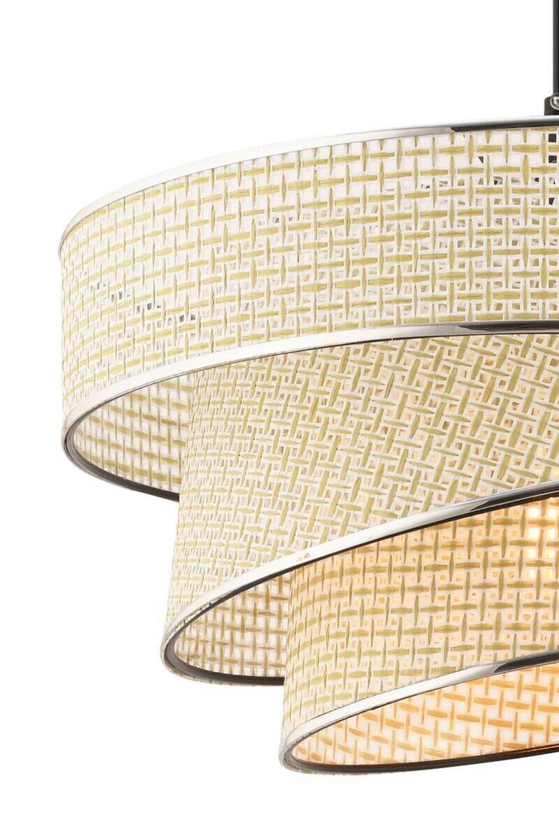 Opviq Pendelleuchte Couper creme silber Baumwolle Metall B/H/L: ca. 40x72x40 cm E27 1 Brennstellen