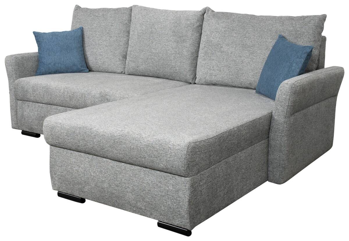 Ecksofa mit Bettfunktion und Bettkasten grau Webstoff B/H/T: ca. 218x90x168 cm