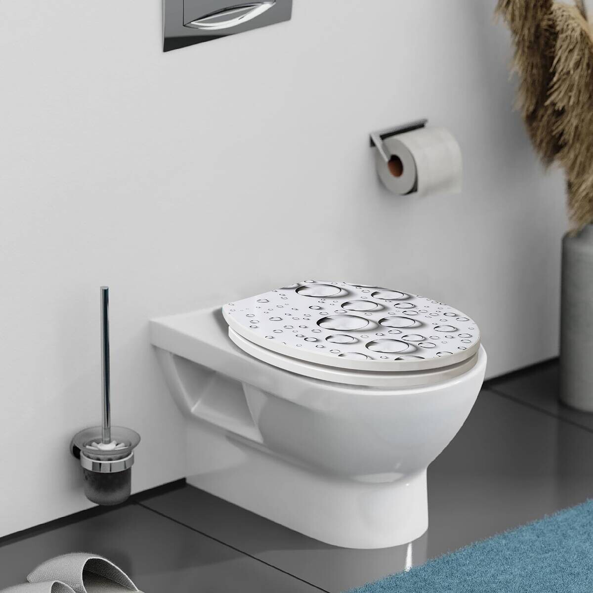 POCOline WC-Sitz Wassertropfen hellgrau Duroplast