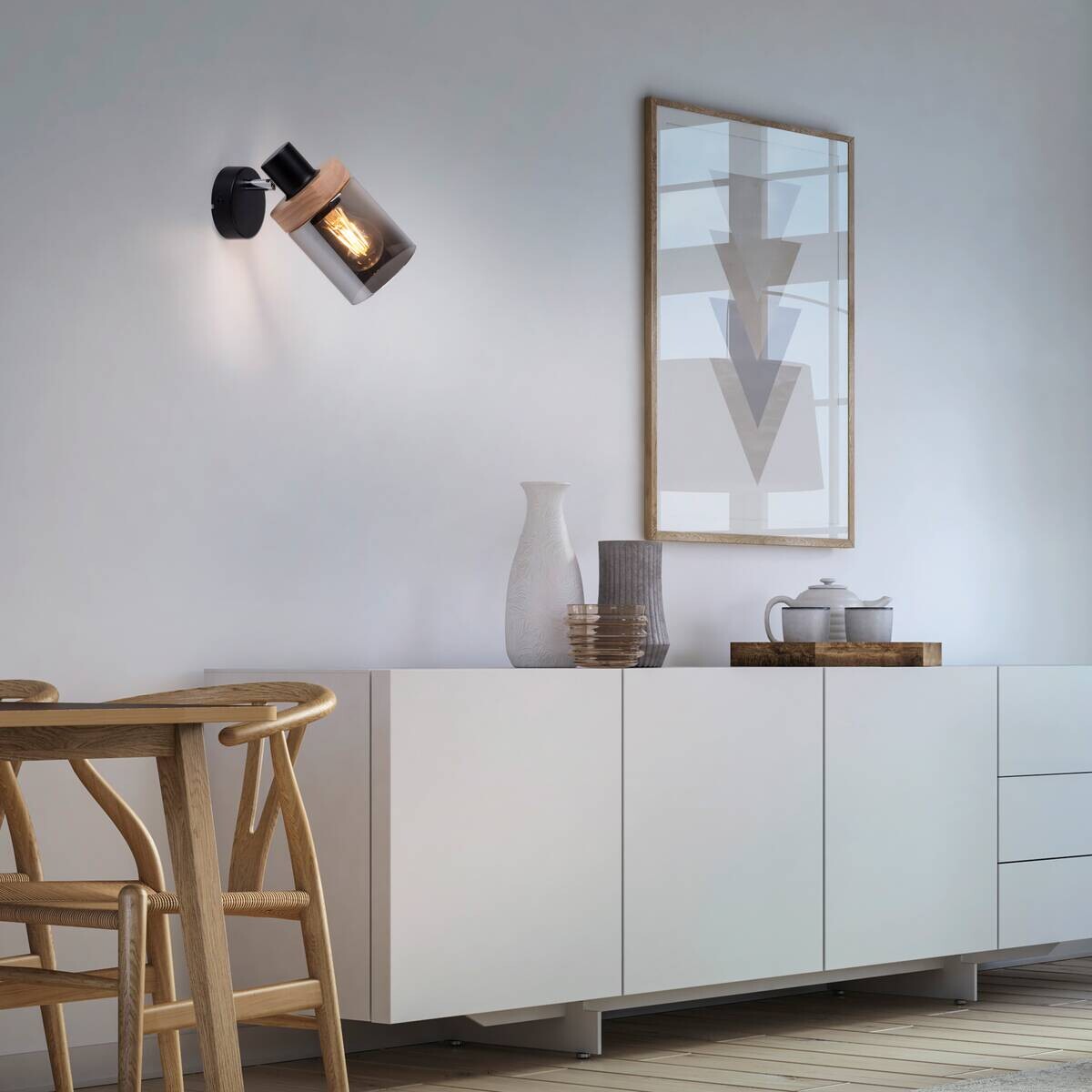 Just Light Spot Pasqual schwarz Rauch Metall Glas B/H/L: ca. 19x18x21 cm E27 1 Brennstellen