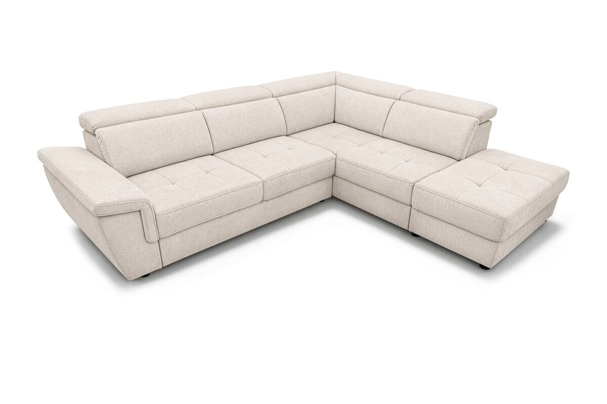 Ecksofa mit Bettfunktion und Bettkasten Vanilleblüte Flachgewebe B/H/T: ca. 267x75x238 cm