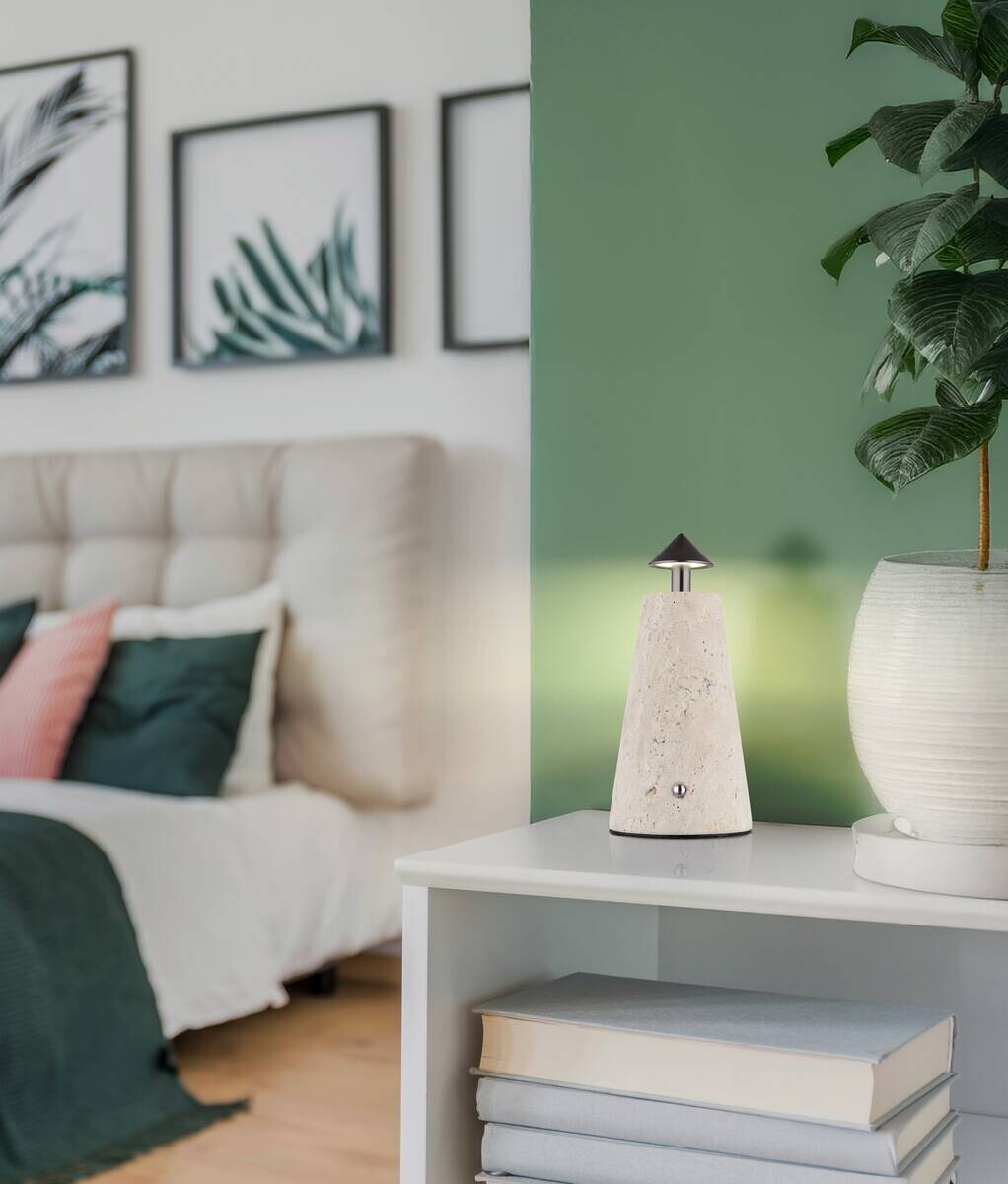 GLOBO LED-Tischleuchte grau schwarz Chrom Kunststoff Metall Stein H/D: ca. 19x9 cm 1 Brennstellen