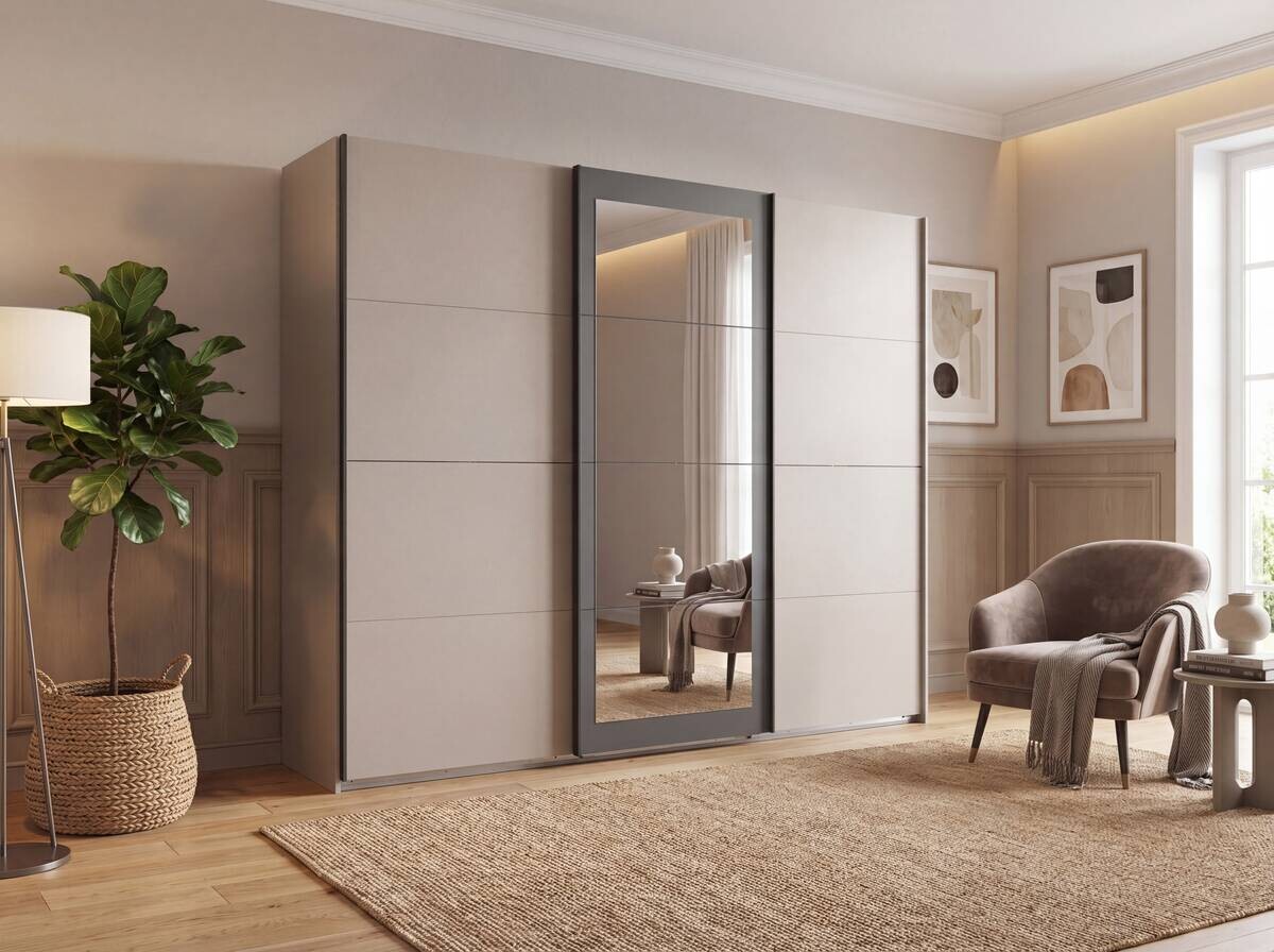 Schwebetürenschrank Rinteln Sahara grau B/H/T: ca. 270x208x65 cm