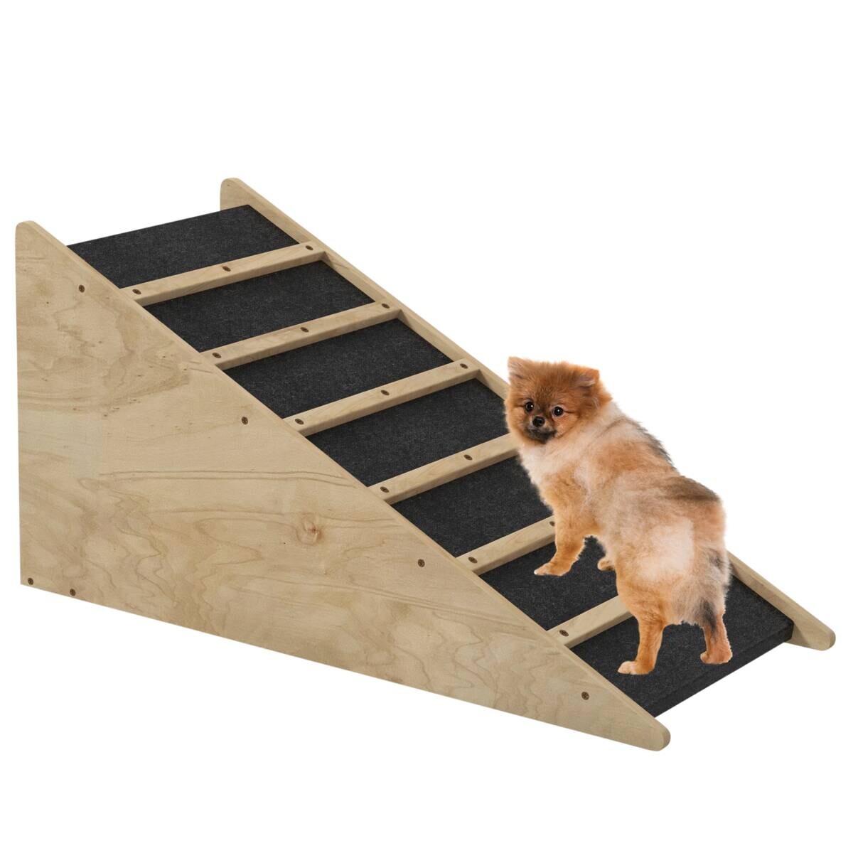 PawHut Haustierrampe natur Holz B/H/L: ca. 40x90x45 cm