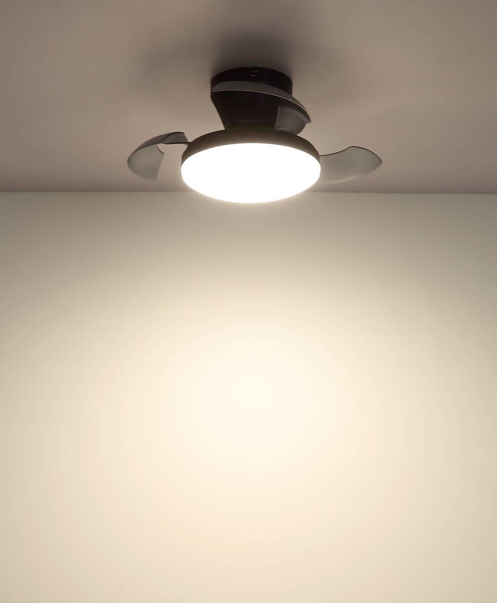 GLOBO LED-Deckenventilator schwarz Rauch transparent H/D: ca. 15,5x38 cm max. 15 W