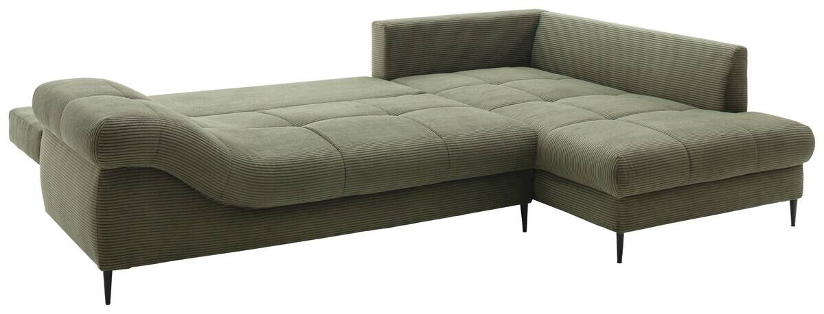 Ecksofa mit Bettfunktion und Bettkasten grün Microfaser B/H/T: ca. 299x92x205 cm