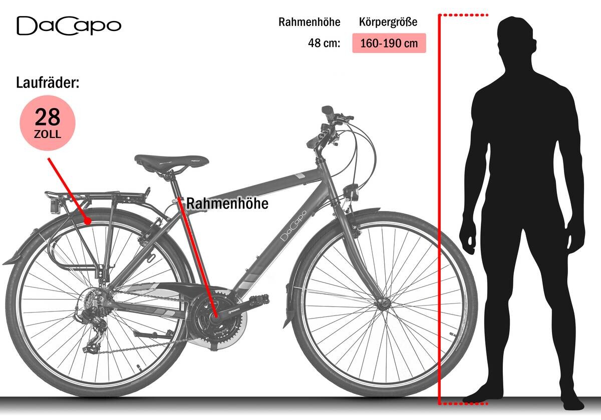 DaCapo Trekking-Bike Ravenna 50 28 Zoll Rahmenhöhe 48 cm 21 Gänge grün grün ca. 28 Zoll