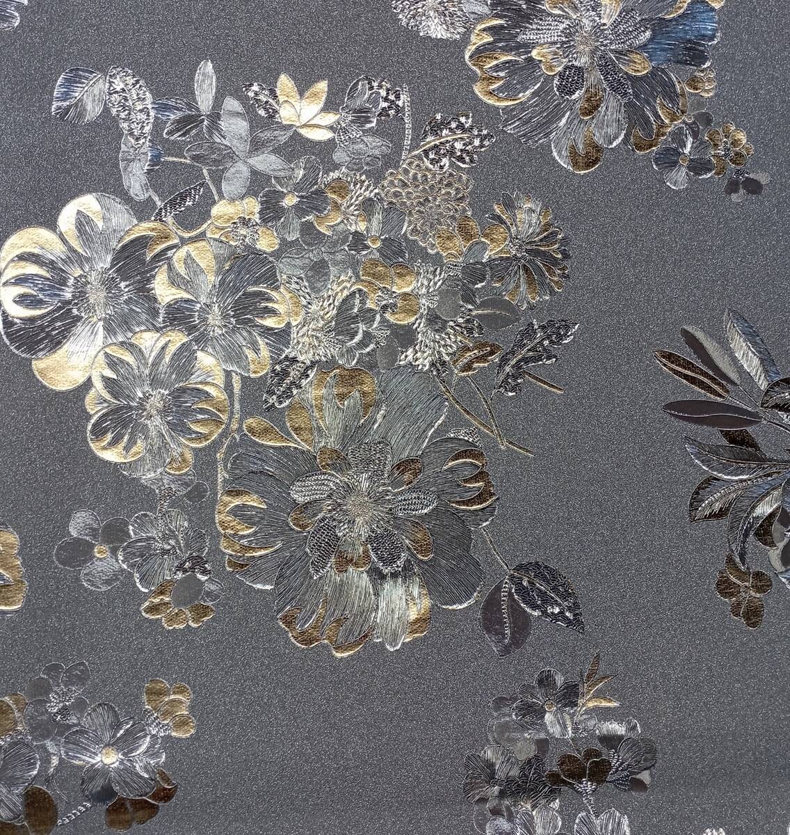 Milano Abwaschbarer Tischbelag Satomi Blume silber B: ca. 140 cm