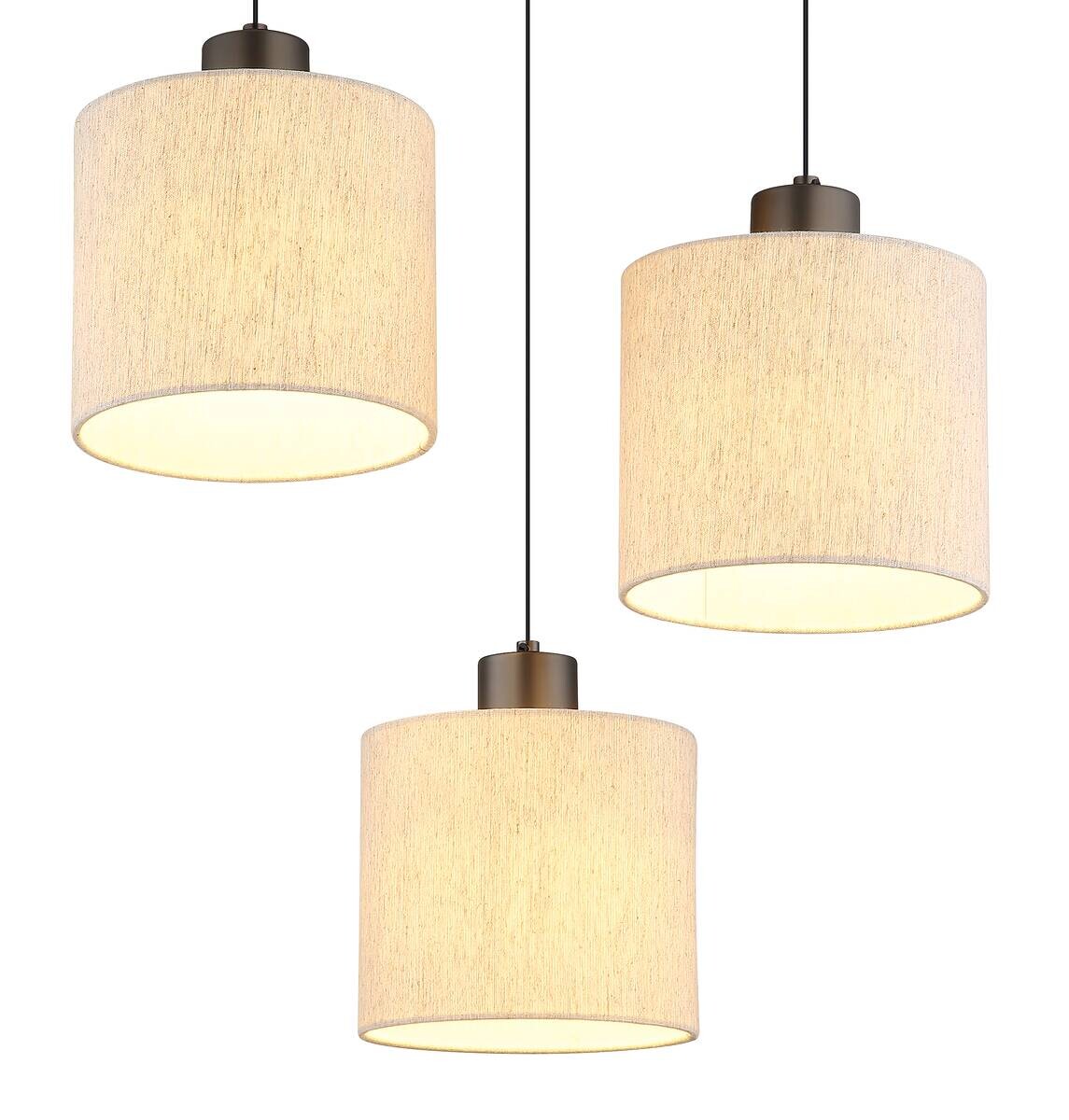GLOBO Pendelleuchte creme schwarz Metall Leinen H/D: ca. 180x49 cm 1 Brennstellen