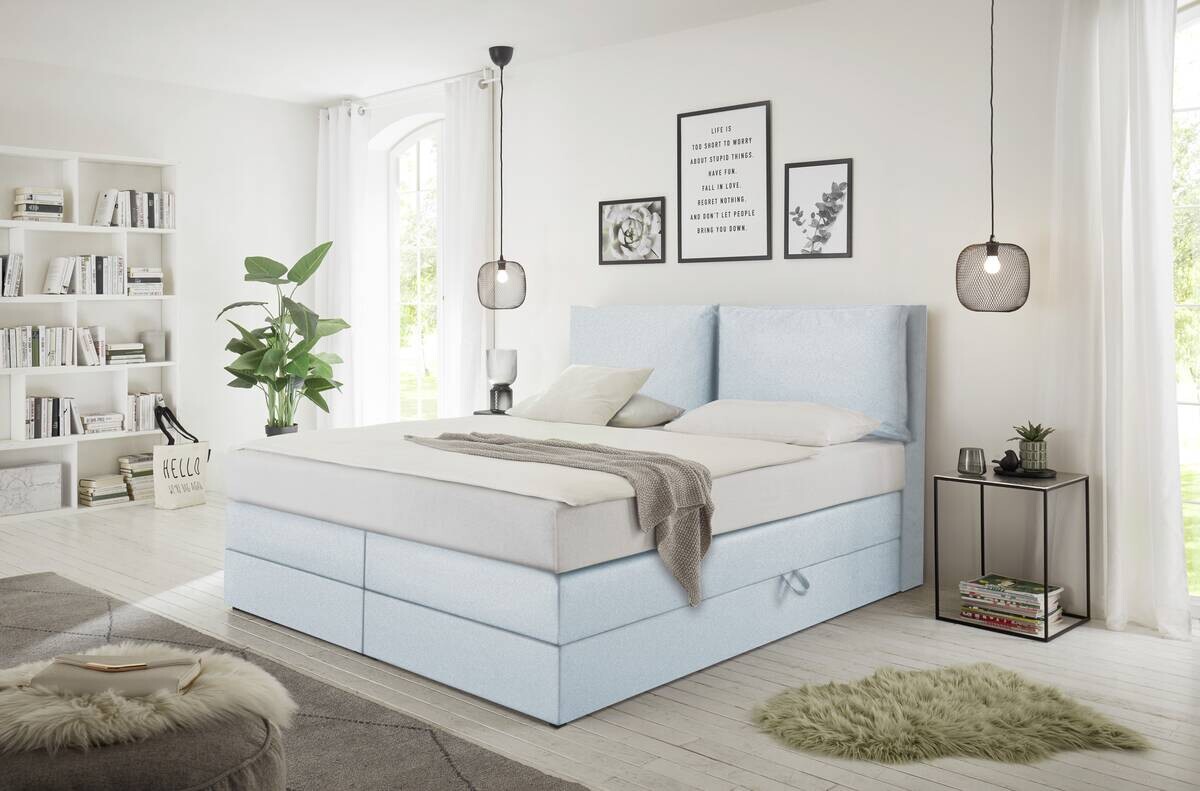 Boxspringbett Lissy hellblau Liegefläche B/L: ca. 160x200 cm