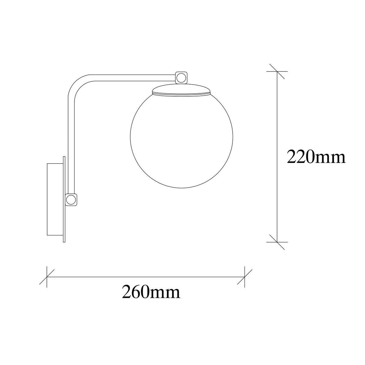 Opviq Wandleuchte schwarz Metall Glas B/H/L: ca. 26x22x15 cm E27 1 Brennstellen