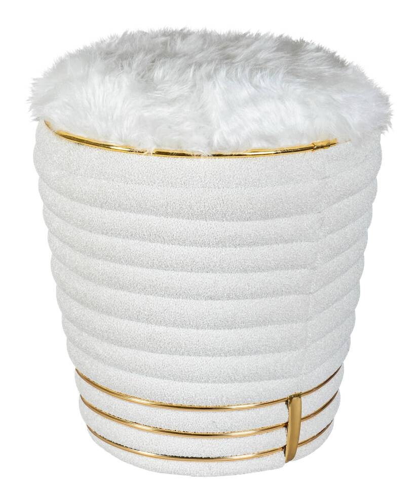 360 Living Hocker Doric 310 weiß gold H/D: ca. 50x42 cm