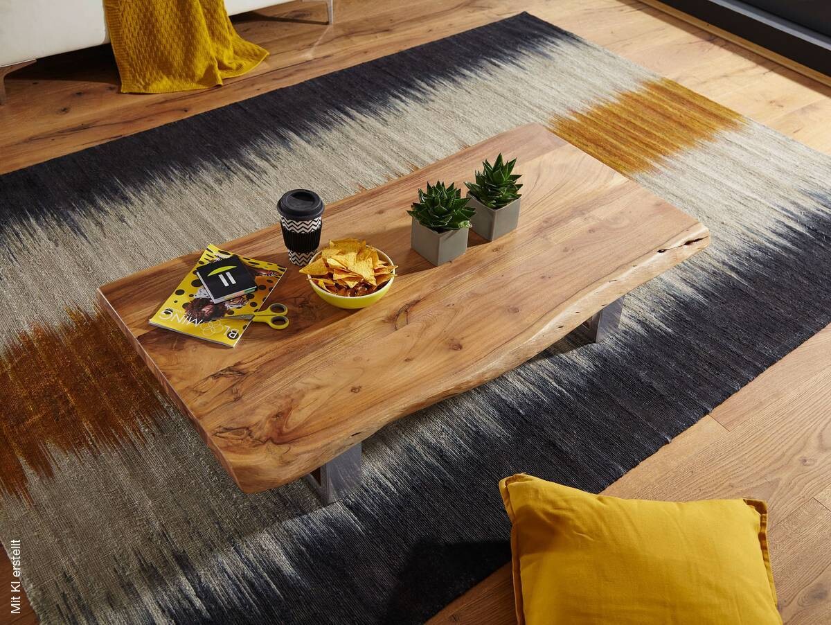 Couchtisch natur Chrom verchromt B/H/T: ca. 115x25x58 cm