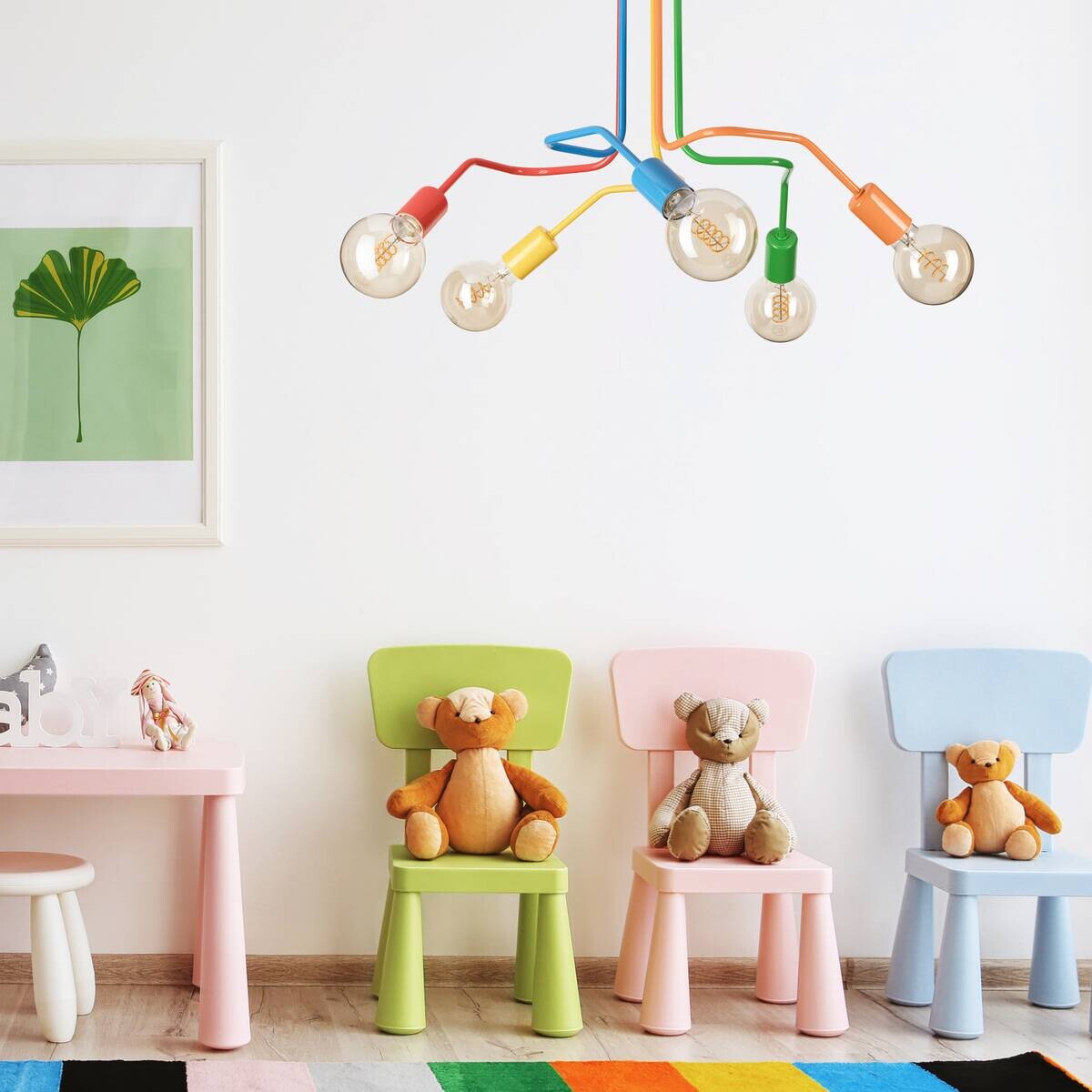 Lamkur Hängeleuchte Domino mehrfarbig Stahl B/H/L: ca. 59x40x59 cm E27 5 Brennstellen