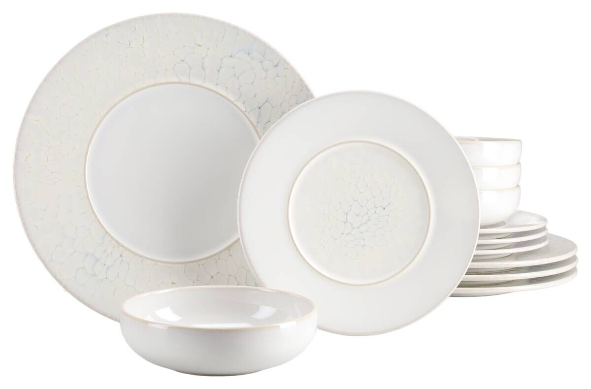 CreaTable Tafelservice Unico Toscania offwhite Steinzeug 12 tlg.