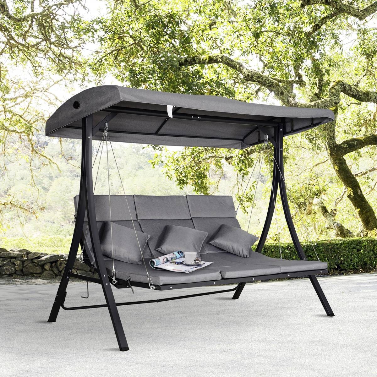 Outsunny Hollywoodschaukel grau Metall B/H/T: ca. 200x168x115 cm