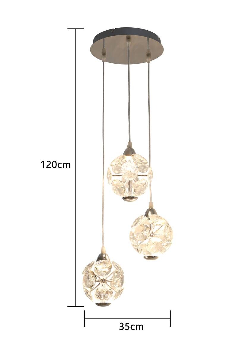 POCOline LED-Pendelleuchte Della Chrom B/H/L: ca. 35x120x35 cm