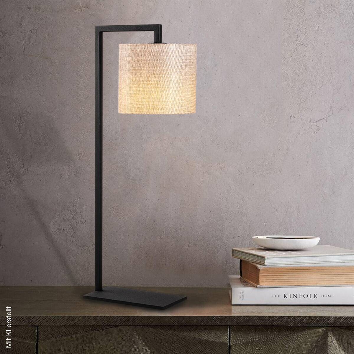 Opviq Tischleuchte schwarz creme Metall B/H/L: ca. 20x65x27 cm E27 1 Brennstellen