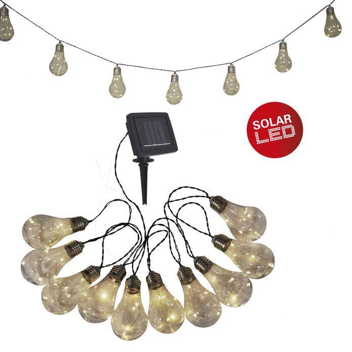 LED/Solar Lichterkette 3 m transparent Kunststoff