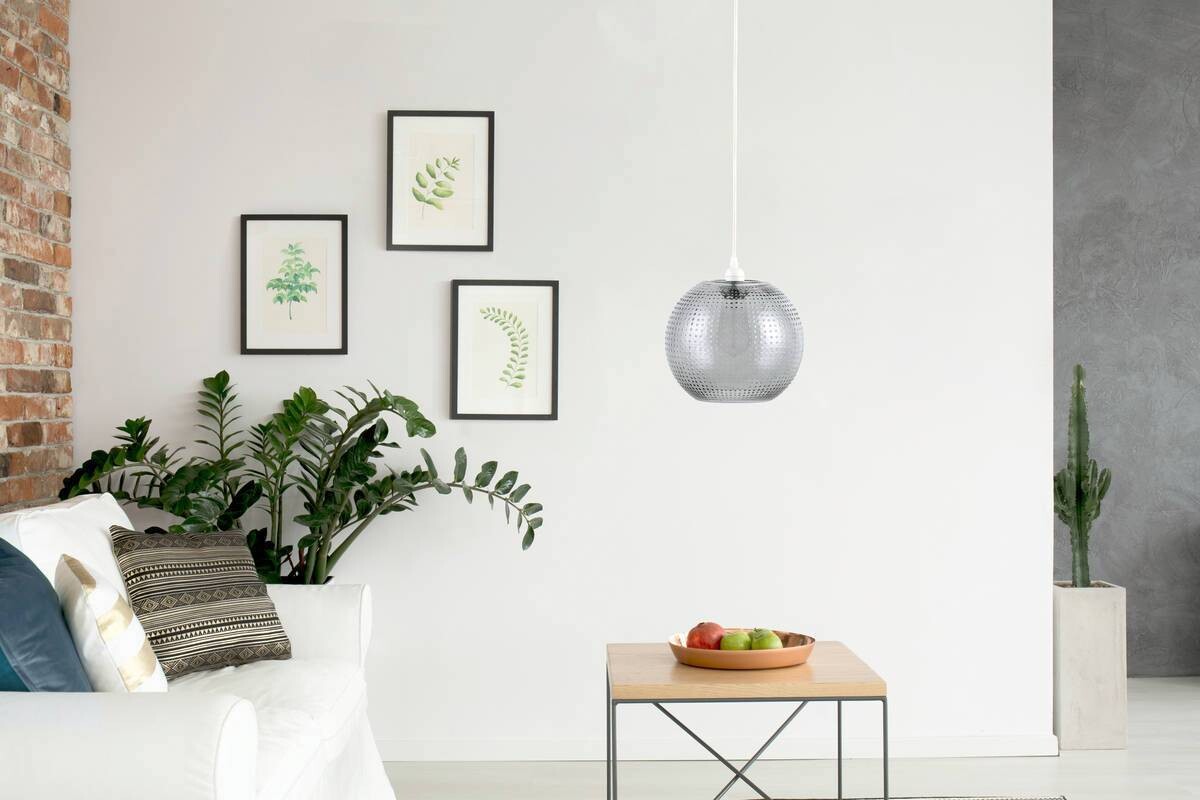 Kayoom Pendelleuchte Saturn grau Glas B/H/L: ca. 26x26x26 cm E27 1 Brennstellen