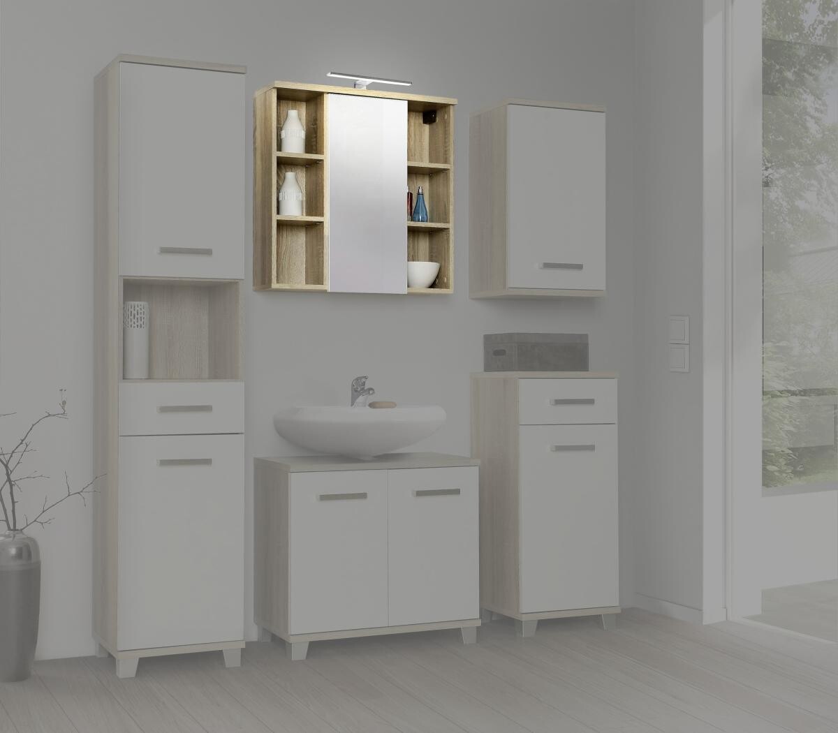 Spiegelschrank Eiche Sonoma Nachbildung B/H/T: ca. 68,6x68,1x20 cm