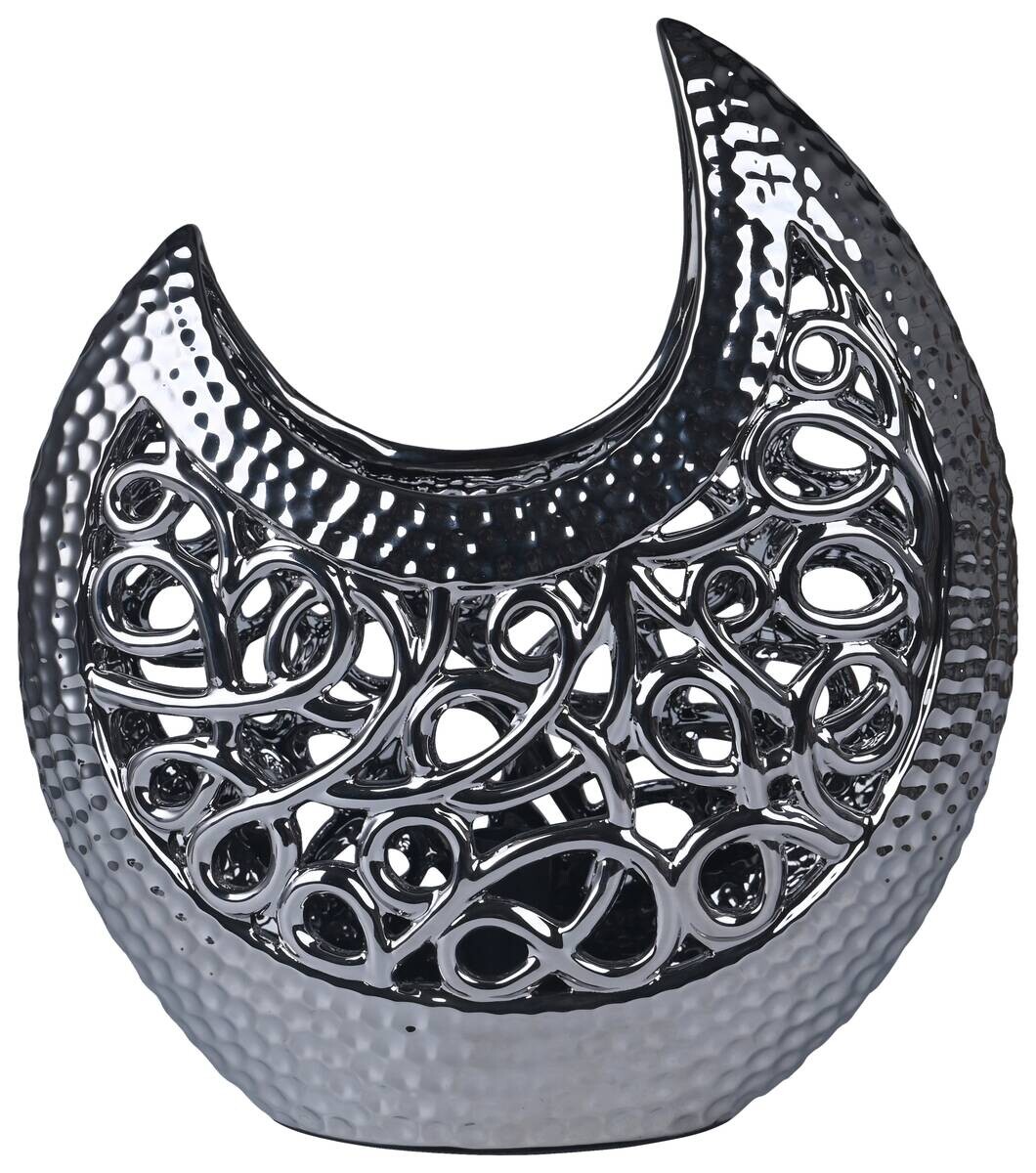 POCOline Keramik Tischleuchte Adelina silber Keramik B/H/L: ca. 16x36x30 cm E14 1 Brennstellen