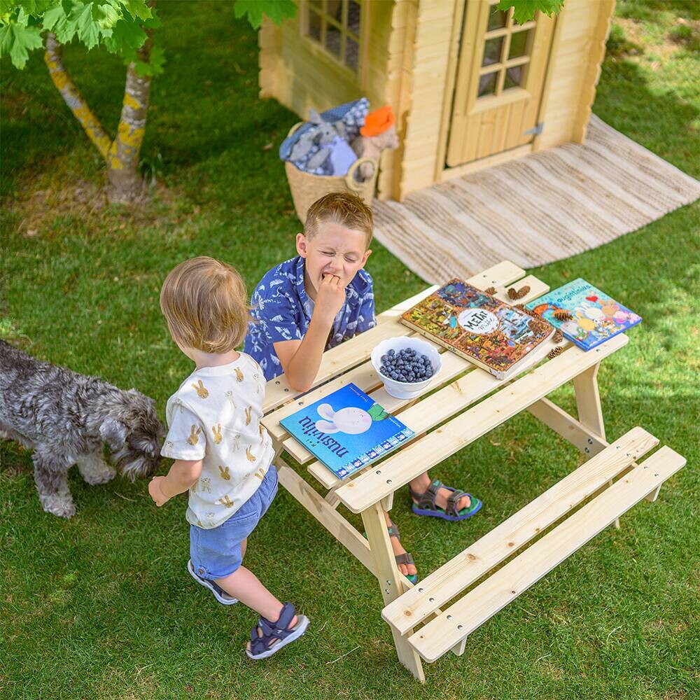 Timbela Kindersitzgarnitur M018 natur Holz B/H/L: ca. 90x50x90 cm