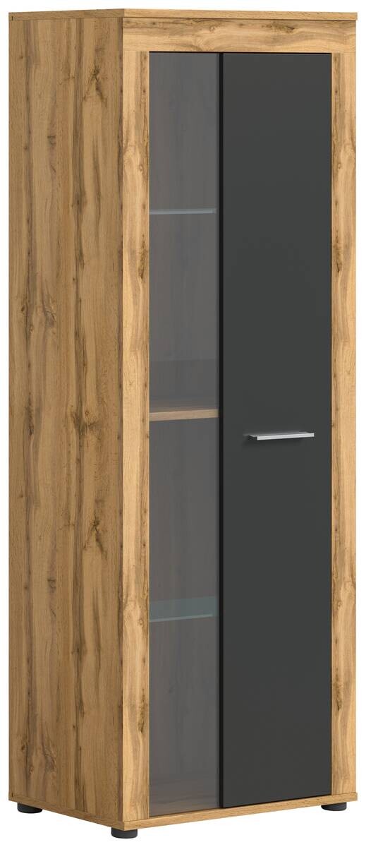 Vitrine Jam Eiche Wotan Nachbildung grau B/H/T: ca. 60x159x35 cm