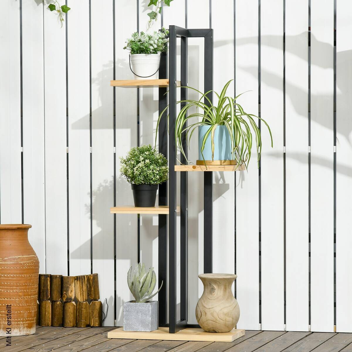 Outsunny Blumenständer Holzoptik Holz B/H/L: ca. 25x110x45 cm