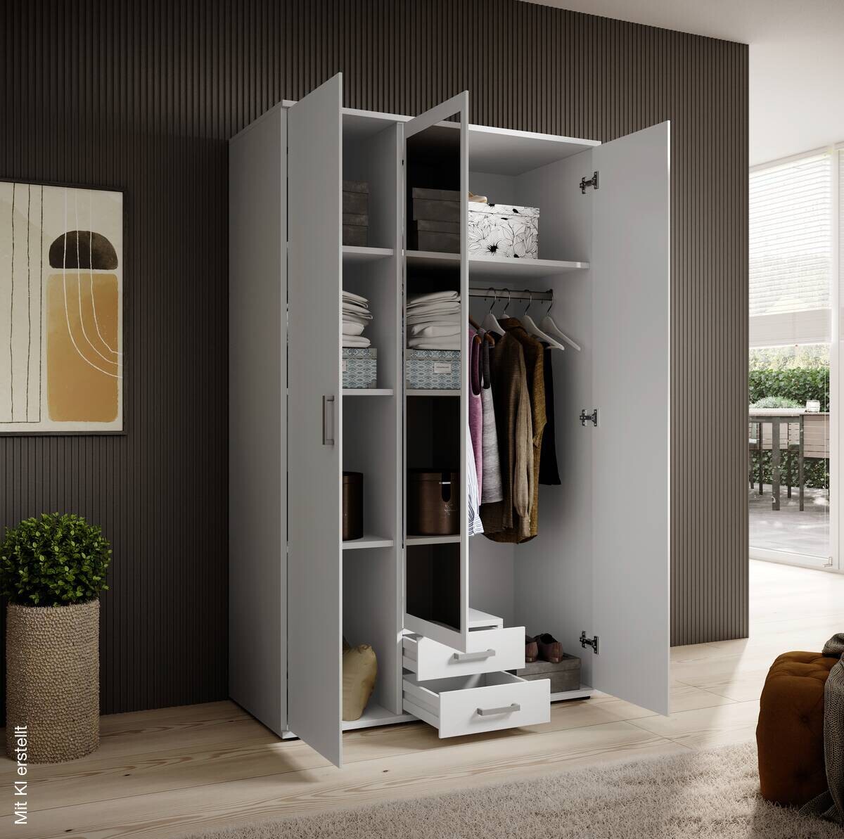 Kleiderschrank Karl weiß B/H/T: ca. 120x195x55 cm
