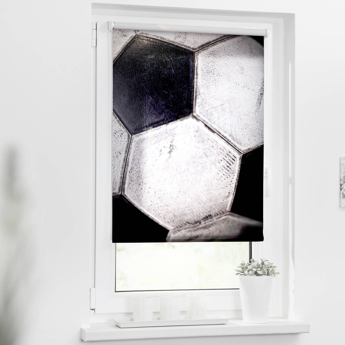 LICHTBLICK Rollo Retro Fußball schwarz B/L: ca. 60x150 cm