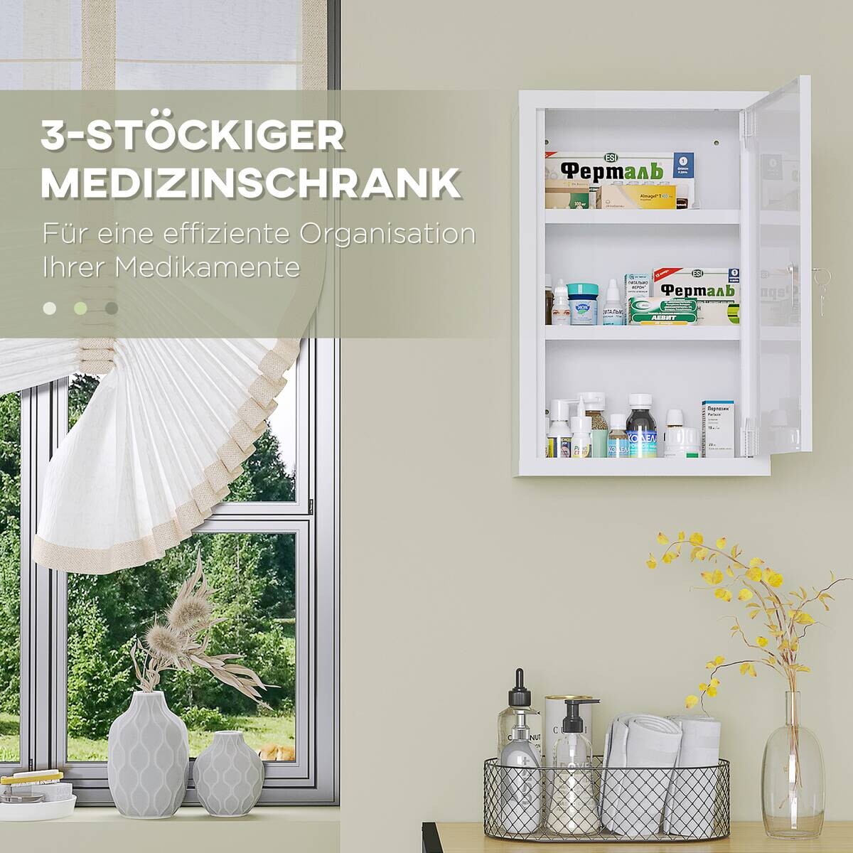 Medizinschrank weiß Polypropylen B/H/L: ca. 14x30x46 cm