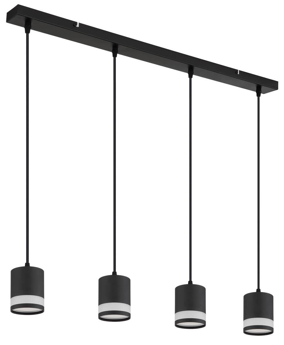 GLOBO Hängeleuchte Opal schwarz Kunststoff Metall B/H/L: ca. 8,2x120x80 cm 4 Brennstellen