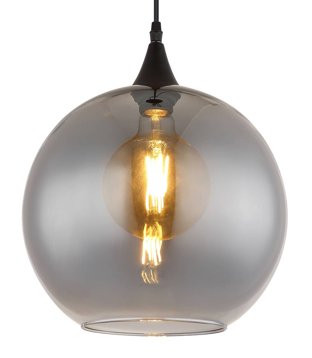 Pendelleuchte Nika schwarz Rauch Metall Glas H/D: ca. 120x30 cm E27 1 Brennstellen