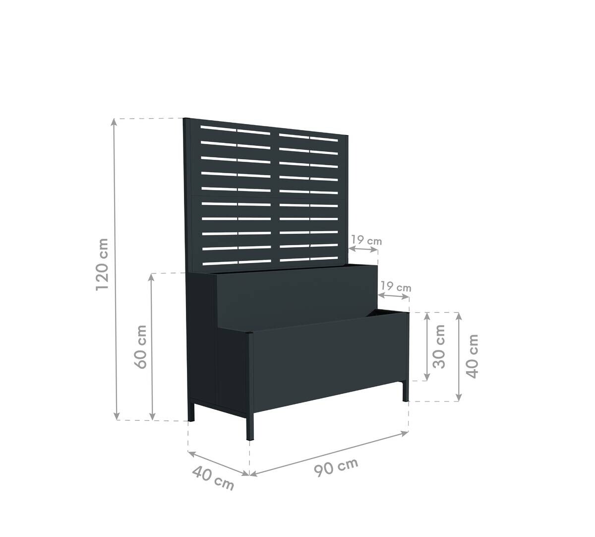 Westmann Pflanzkasten Dekora anthrazit Stahl B/H/L: ca. 90x120x40 cm