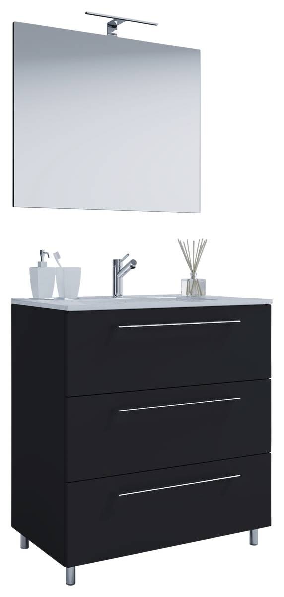 Waschplatz 3tlg-Schubo schwarz B/H/T: ca. 80x86x46 cm