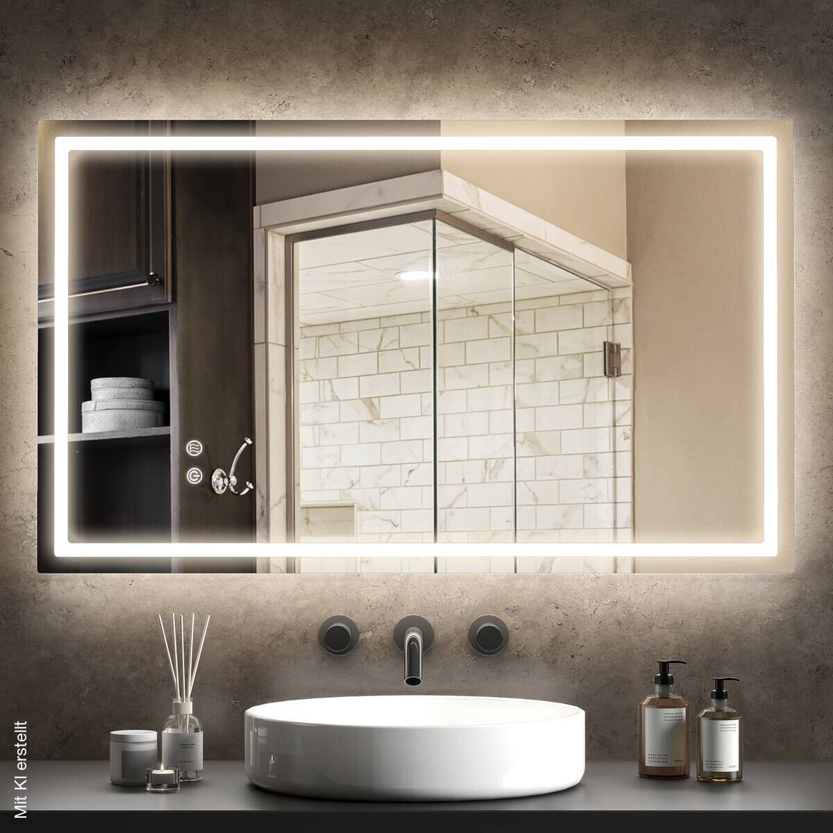 HOMCOM LED-Bad-Spiegel silber B/H/L: ca. 60x3x100 cm