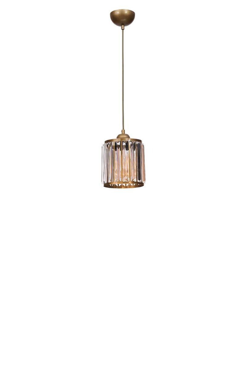Pendelleuchte gold Glas Metall B/H/L/D: ca. 13x80x13x13 cm E27 1 Brennstellen
