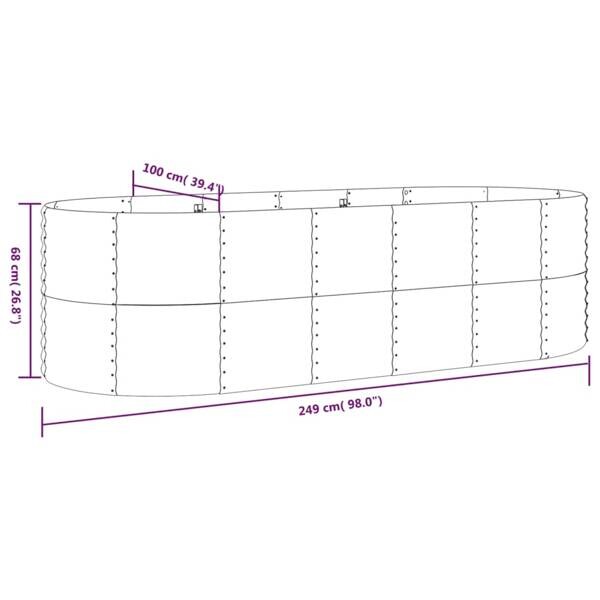 Hochbeet grau Stahl B/H/L: ca. 100x68x249 cm