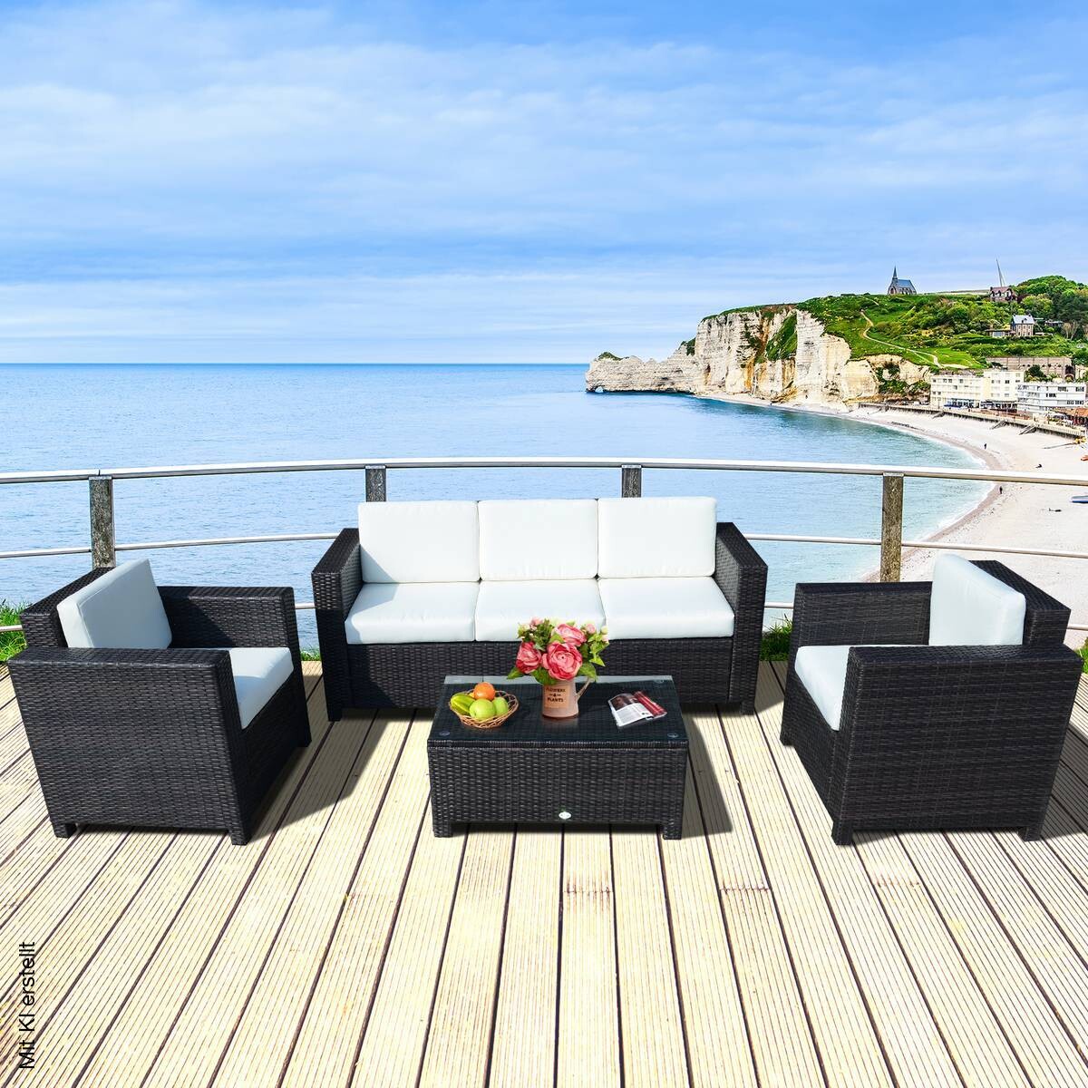 Outsunny Beistelltisch braun Metall B/H/L: ca. 50x39x85 cm