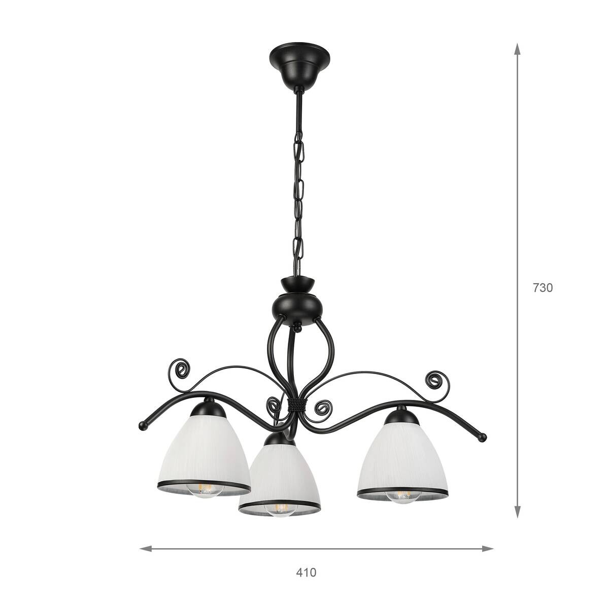 Lamkur Pendelleuchte beige weiß Stahl Glas B/H/L: ca. 41x73x41 cm E27 3 Brennstellen