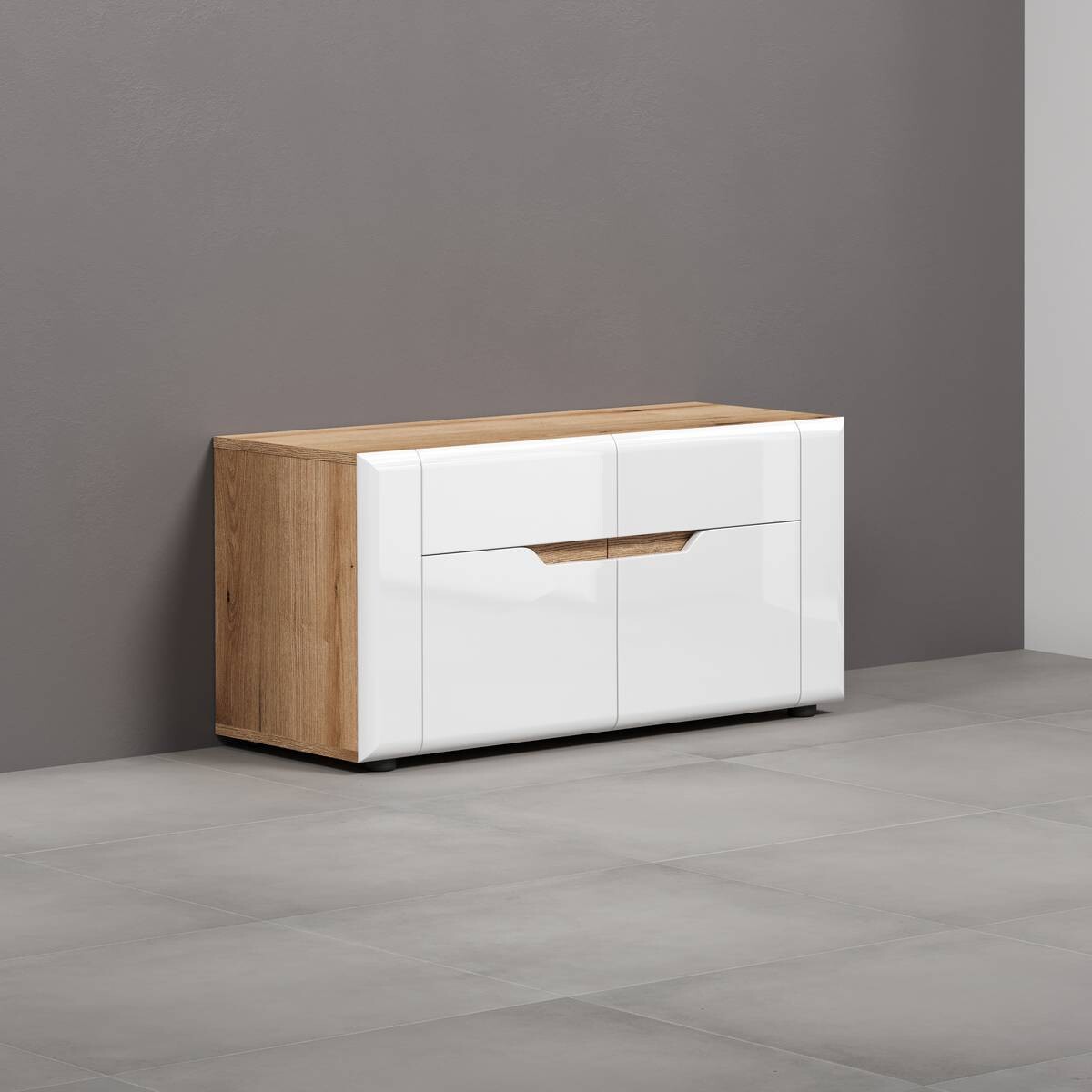 Sitzbank Marlon Eiche Evoke Coast Nachbildung weiß Hochglanz B/H/T: ca. 91x44x38 cm