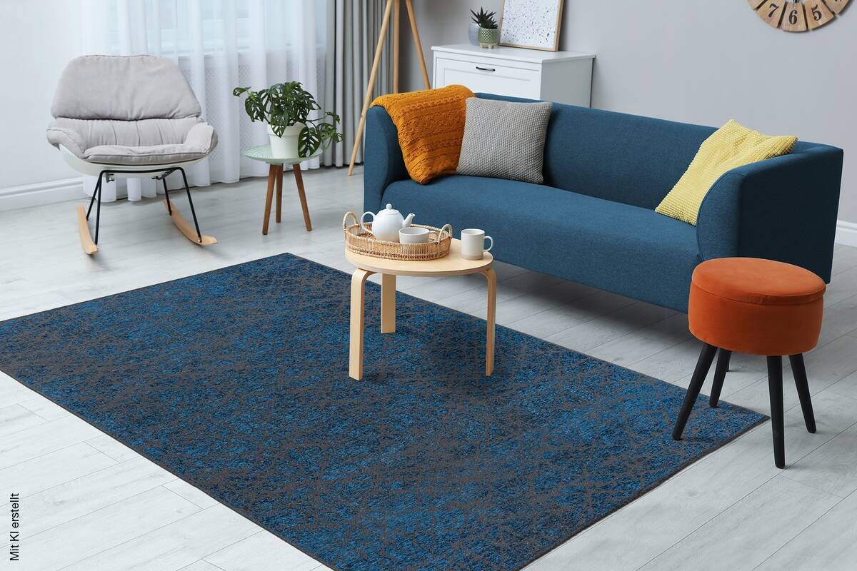 Kayoom Flachflorteppich Kalea 225 blau B/H/L: ca. 80x0,8x150 cm