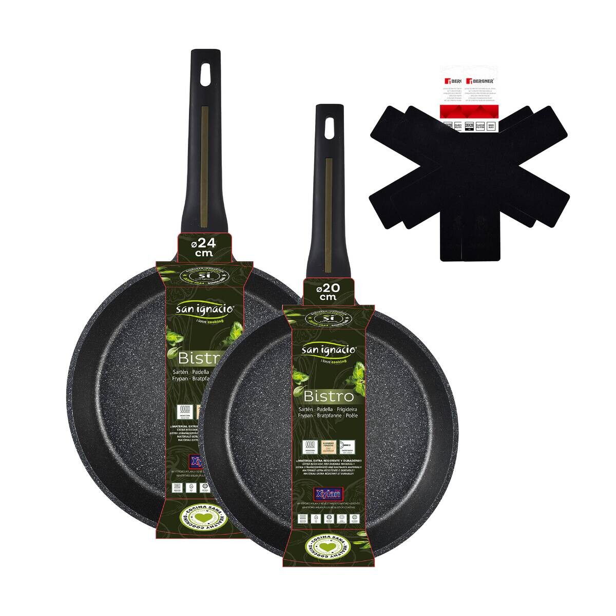 BERGNER Pfannenset Bistro schwarz Aluguss 4 tlg.