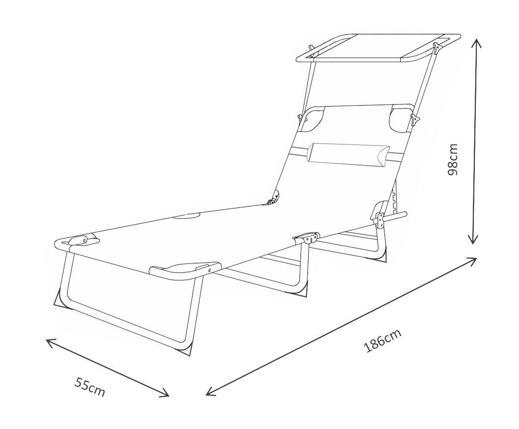 VCM Sonnenliege Bindox grün Stahl B/H/L: ca. 55x24x185 cm